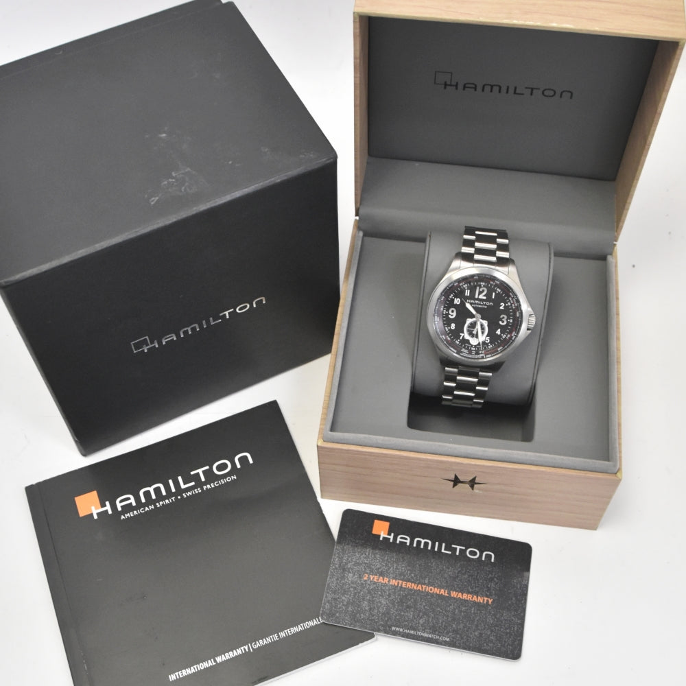 with paper HAMILTON Khaki Aviation H766550 Small second date black Dial Automatic Men's
 Watch L#140298