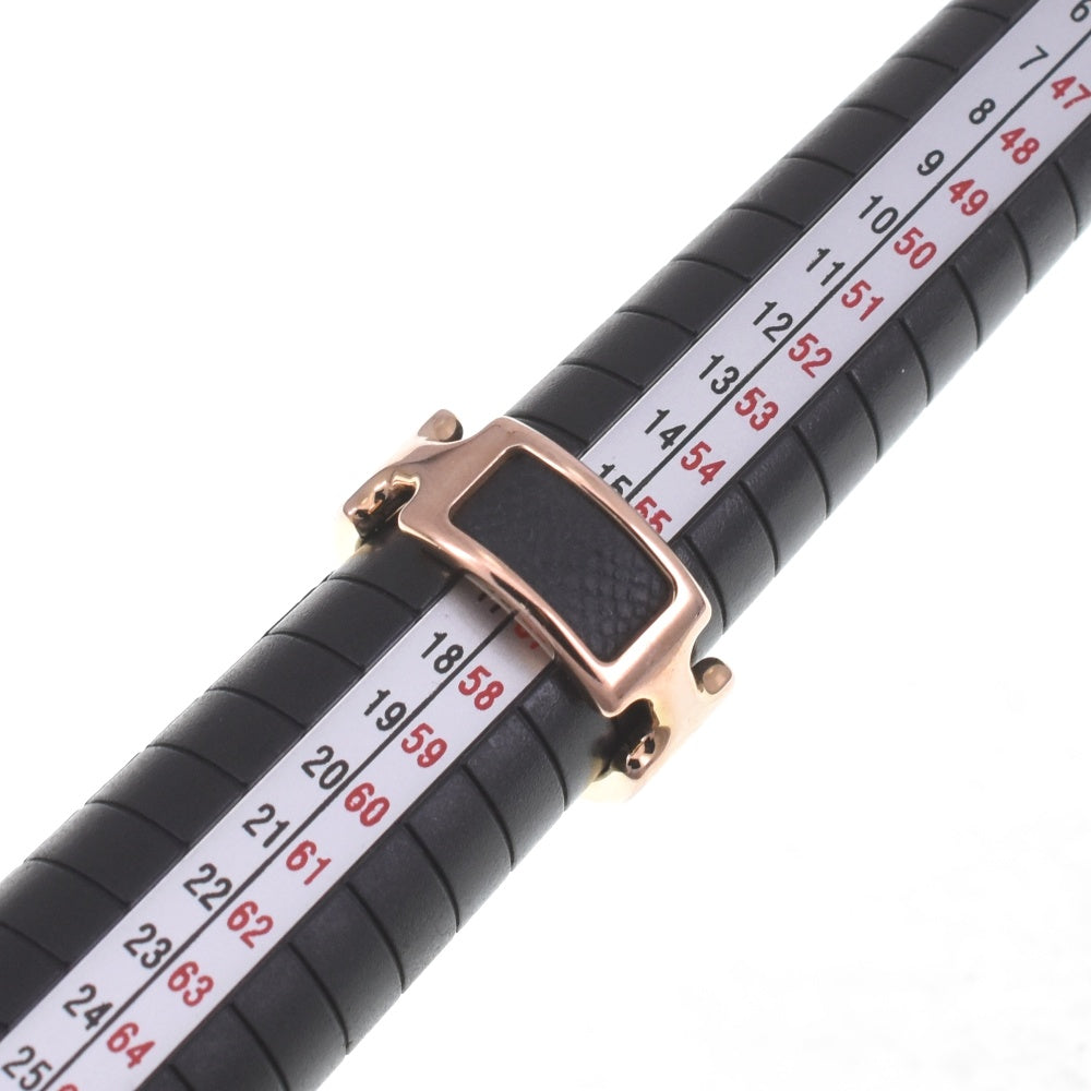 HERMES Olympe Ring Size 56/JP16 Gold Plated Leather Pink Gold Black Ladies
 jewelry S#140430