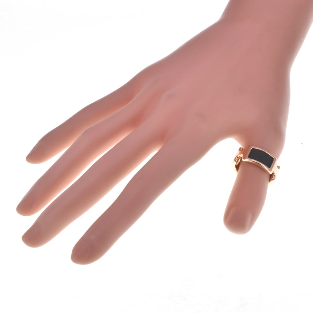 HERMES Olympe Ring Size 56/JP16 Gold Plated Leather Pink Gold Black Ladies
 jewelry S#140430