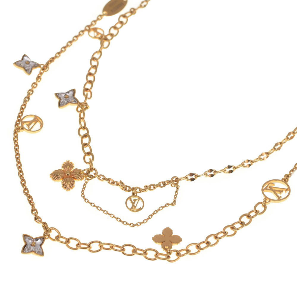 LOUIS VUITTON Necklace Collier Blooming Strass M68374 Gold Plated Ladies
 jewelry S#140462
