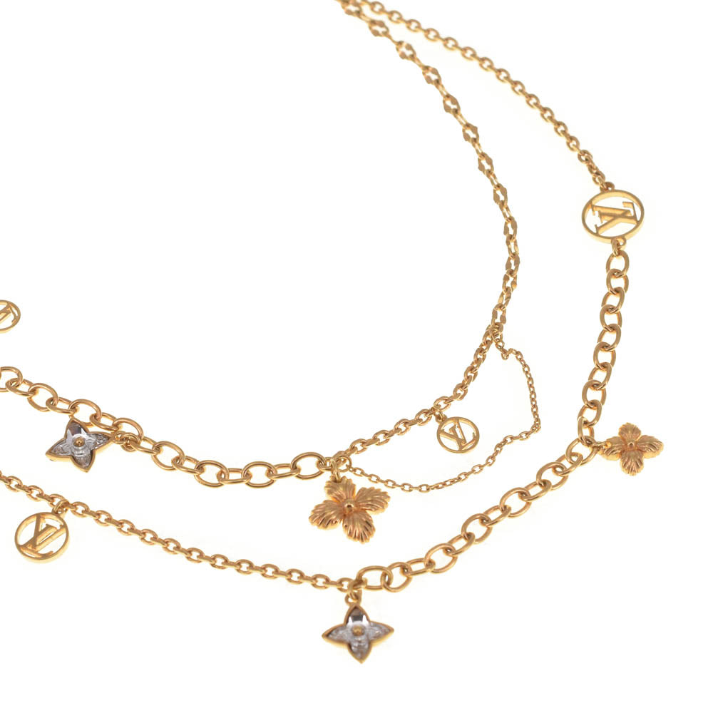 LOUIS VUITTON Necklace Collier Blooming Strass M68374 Gold Plated Ladies
 jewelry S#140462