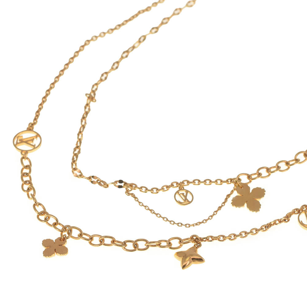 LOUIS VUITTON Necklace Collier Blooming Strass M68374 Gold Plated Ladies
 jewelry S#140462