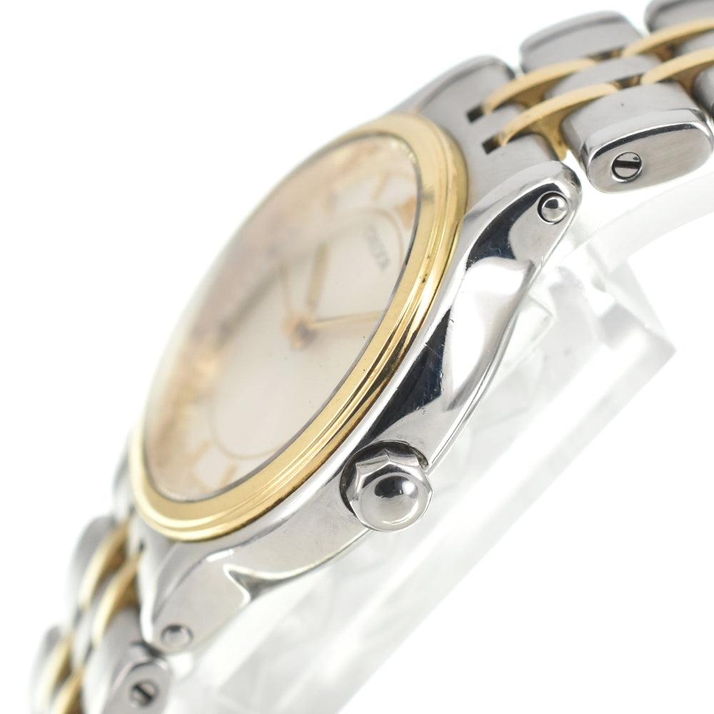 SEIKO CREDOR 7371-0040 K18 Bezel Silver Dial Quartz Ladies
 Watch Q#140509