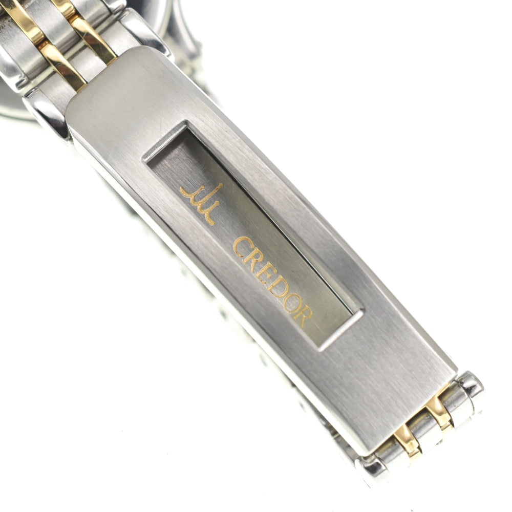 SEIKO CREDOR 7371-0040 K18 Bezel Silver Dial Quartz Ladies
 Watch Q#140509