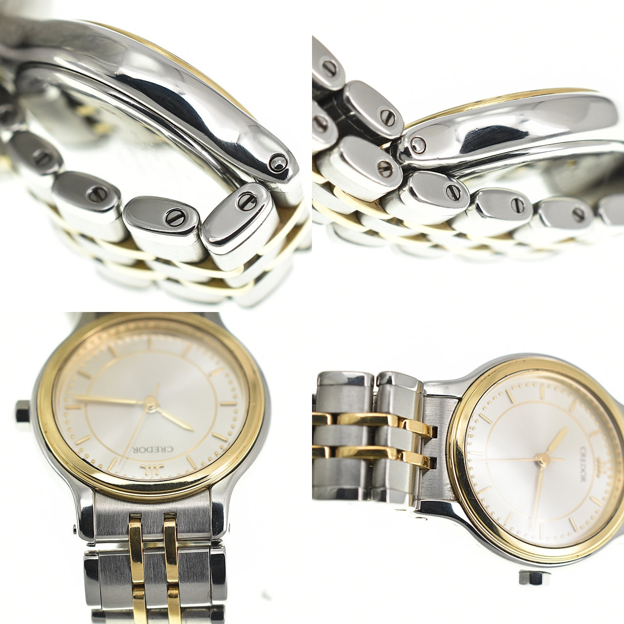 SEIKO CREDOR 7371-0040 K18 Bezel Silver Dial Quartz Ladies
 Watch Q#140509