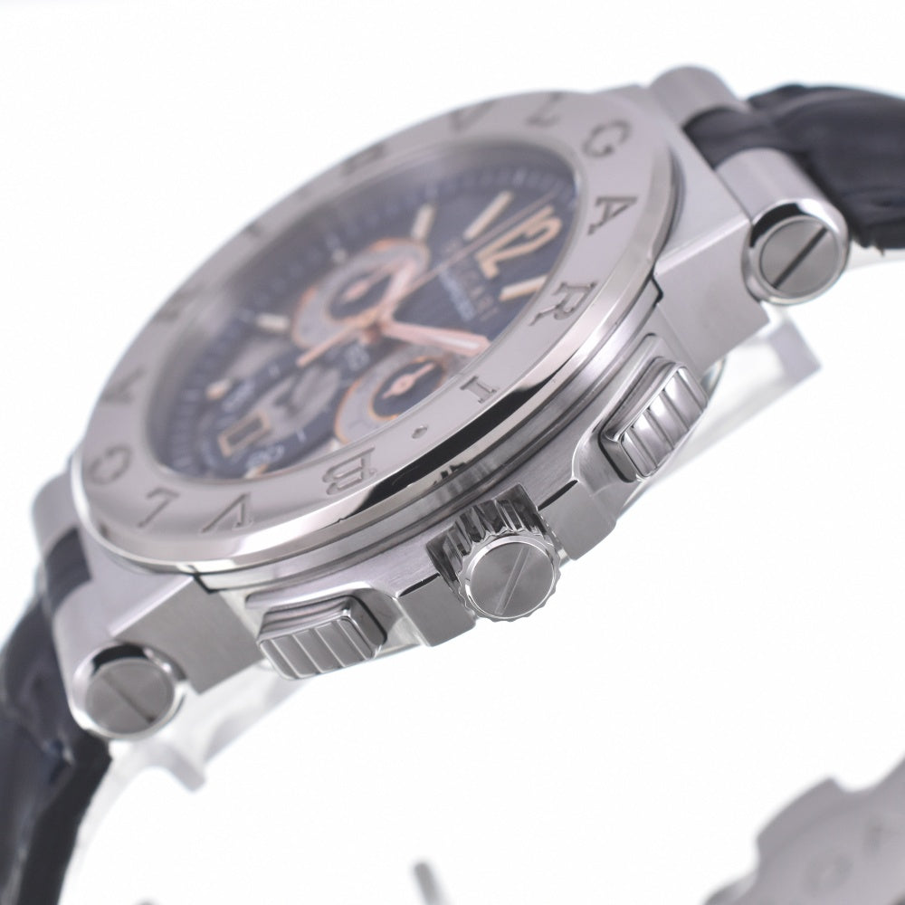 with paper BVLGARI Diagono Caribillo 303 DG42C3SWGLDCH K18WGBezel chronograph blue Dial Automatic Men's
 Watch O#140521