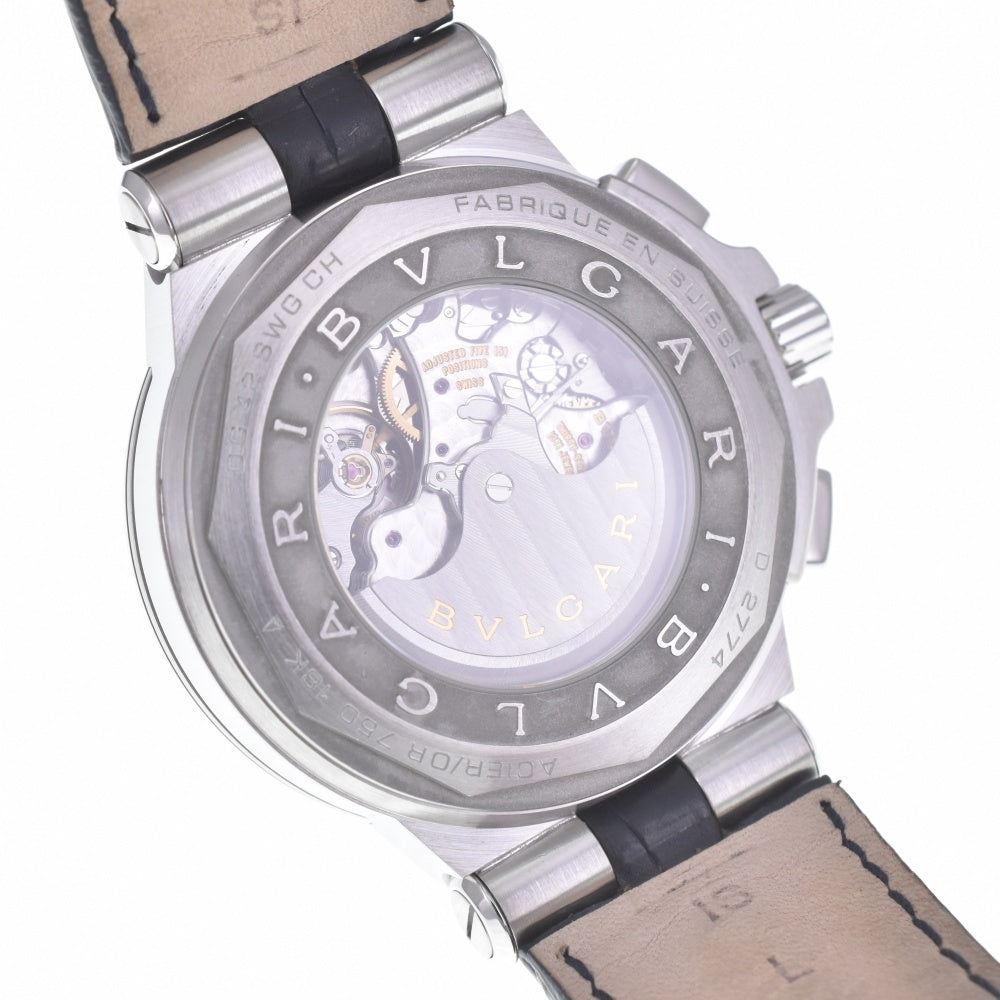 with paper BVLGARI Diagono Caribillo 303 DG42C3SWGLDCH K18WGBezel chronograph blue Dial Automatic Men's
 Watch O#140521