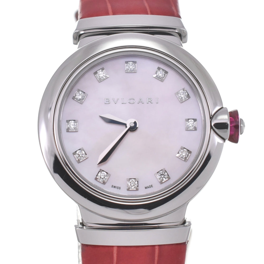 with paper BVLGARI Le chair LU28C2SL/12 12P diamond Pink shell Dial Quartz Ladies
 Watch N#140526