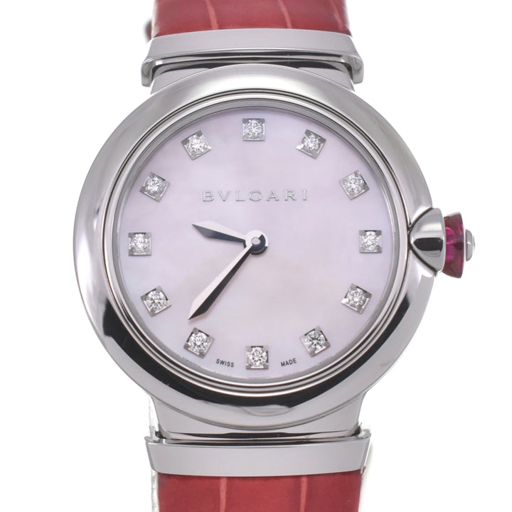 with paper BVLGARI Le chair LU28C2SL/12 12P diamond Pink shell Dial Quartz Ladies
 Watch N#140526