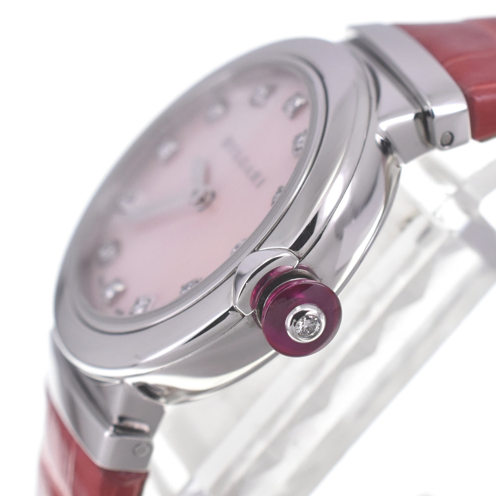 with paper BVLGARI Le chair LU28C2SL/12 12P diamond Pink shell Dial Quartz Ladies
 Watch N#140526