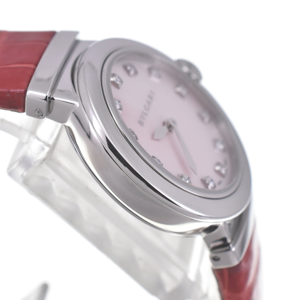 with paper BVLGARI Le chair LU28C2SL/12 12P diamond Pink shell Dial Quartz Ladies
 Watch N#140526