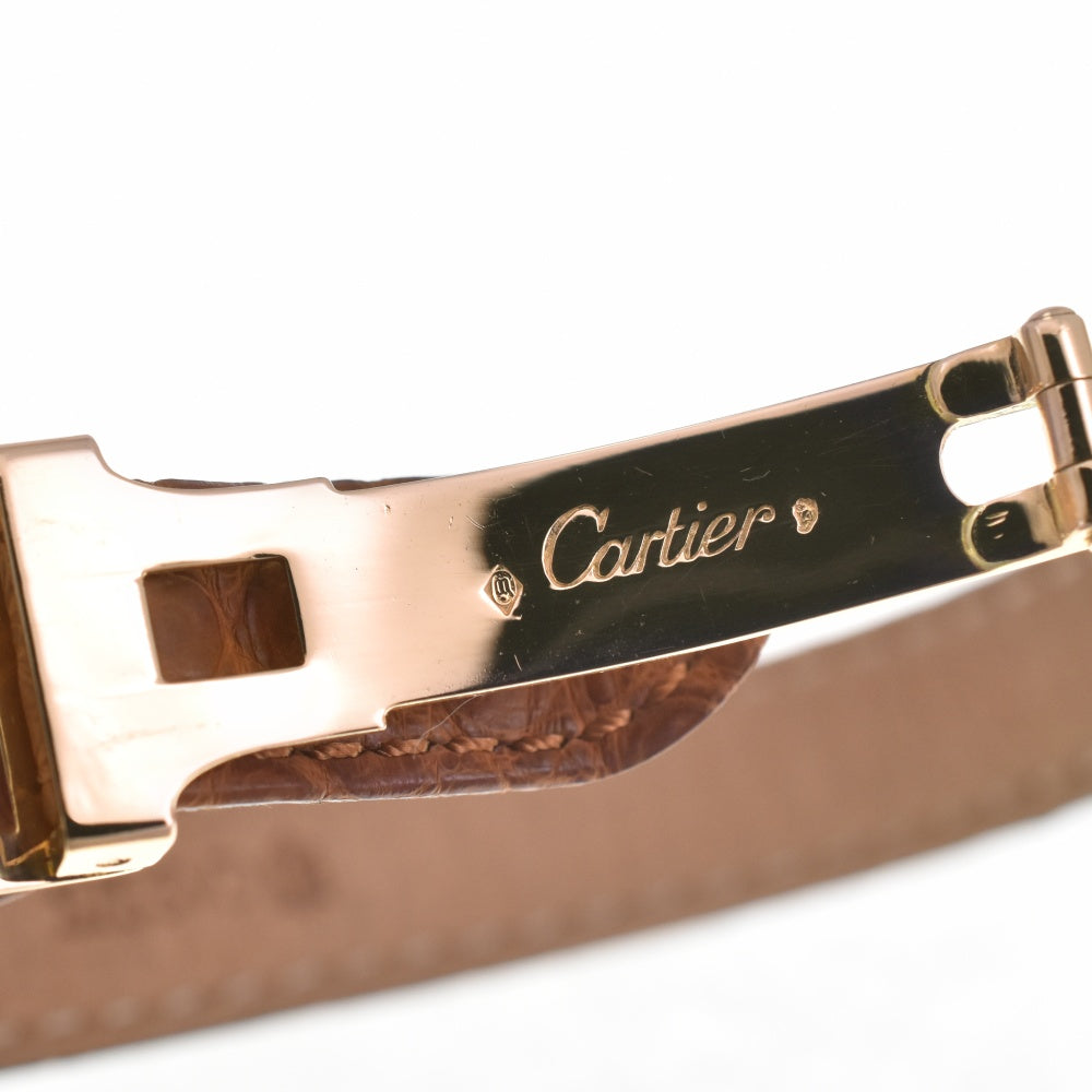 CARTIER Gondouro Rare model K18/leather Ivory Dial Hand Winding Ladies
 Watch Z#140577