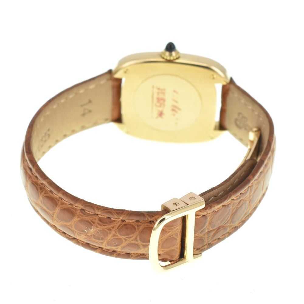 CARTIER Gondouro Rare model K18/leather Ivory Dial Hand Winding Ladies
 Watch Z#140577