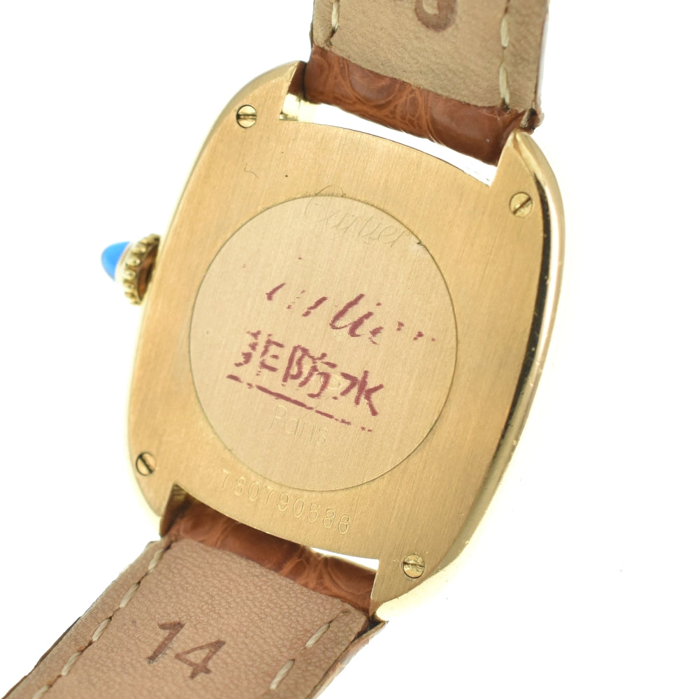 CARTIER Gondouro Rare model K18/leather Ivory Dial Hand Winding Ladies
 Watch Z#140577