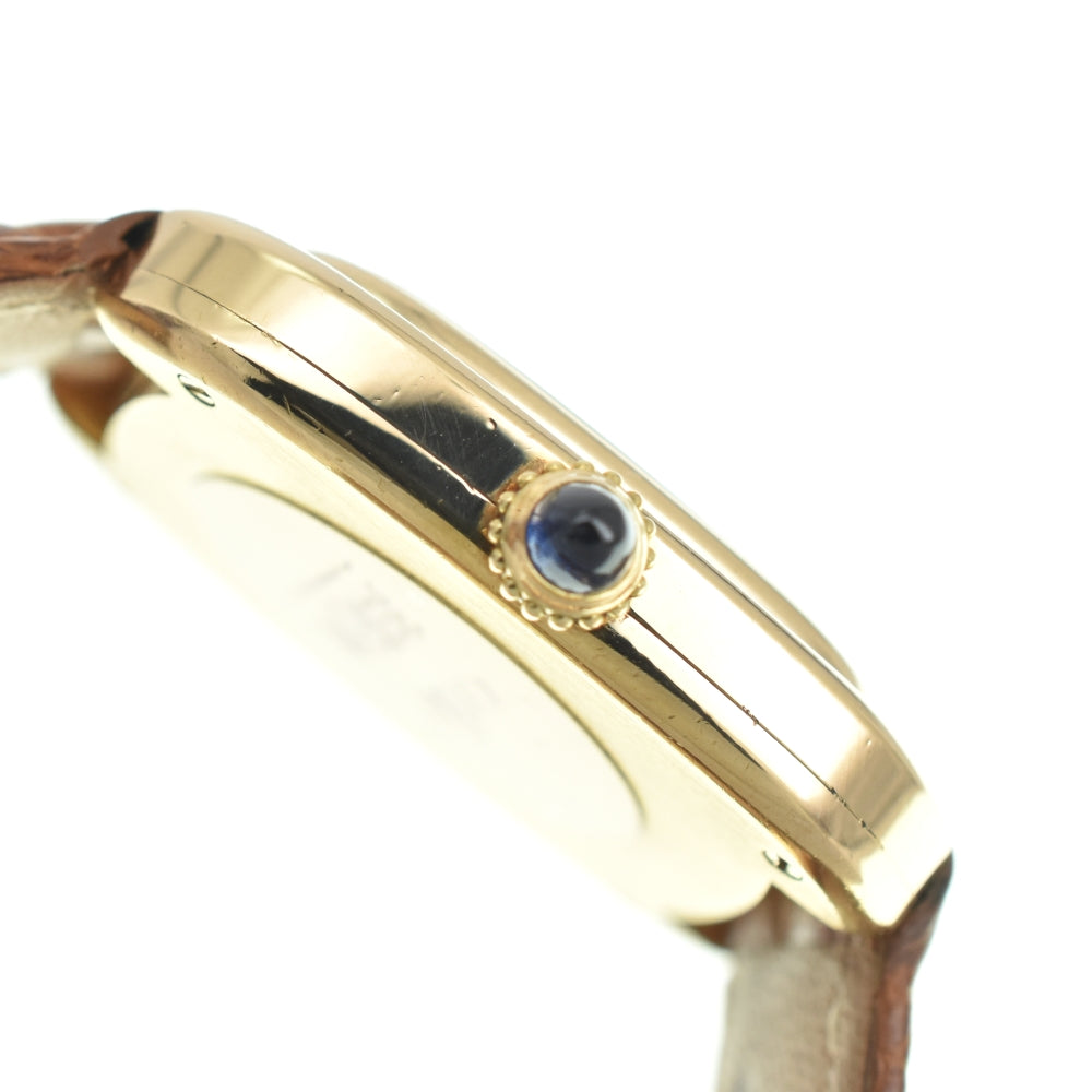 CARTIER Gondouro Rare model K18/leather Ivory Dial Hand Winding Ladies
 Watch Z#140577