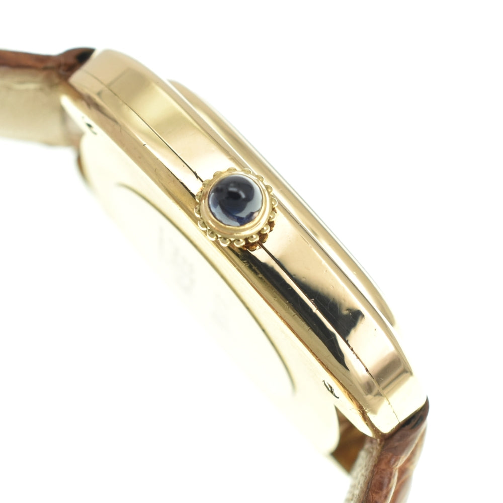 CARTIER Gondouro Rare model K18/leather Ivory Dial Hand Winding Ladies
 Watch Z#140577