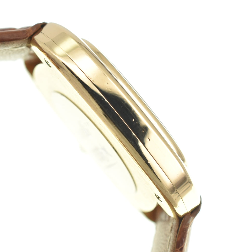 CARTIER Gondouro Rare model K18/leather Ivory Dial Hand Winding Ladies
 Watch Z#140577