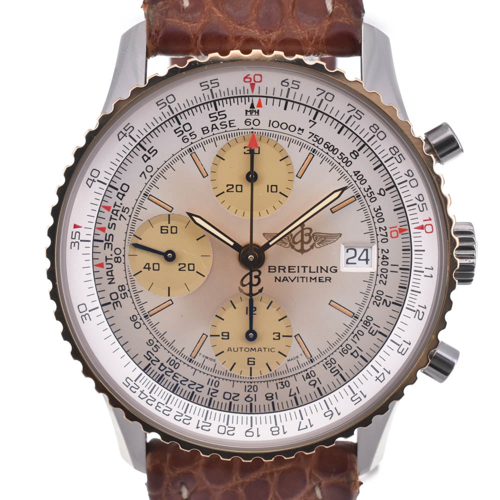 BREITLING Old Navi Timer D13022 Chronograph Date K18YG Bezel Silver / Gold Dial Automatic Men's
 Watch L#140601