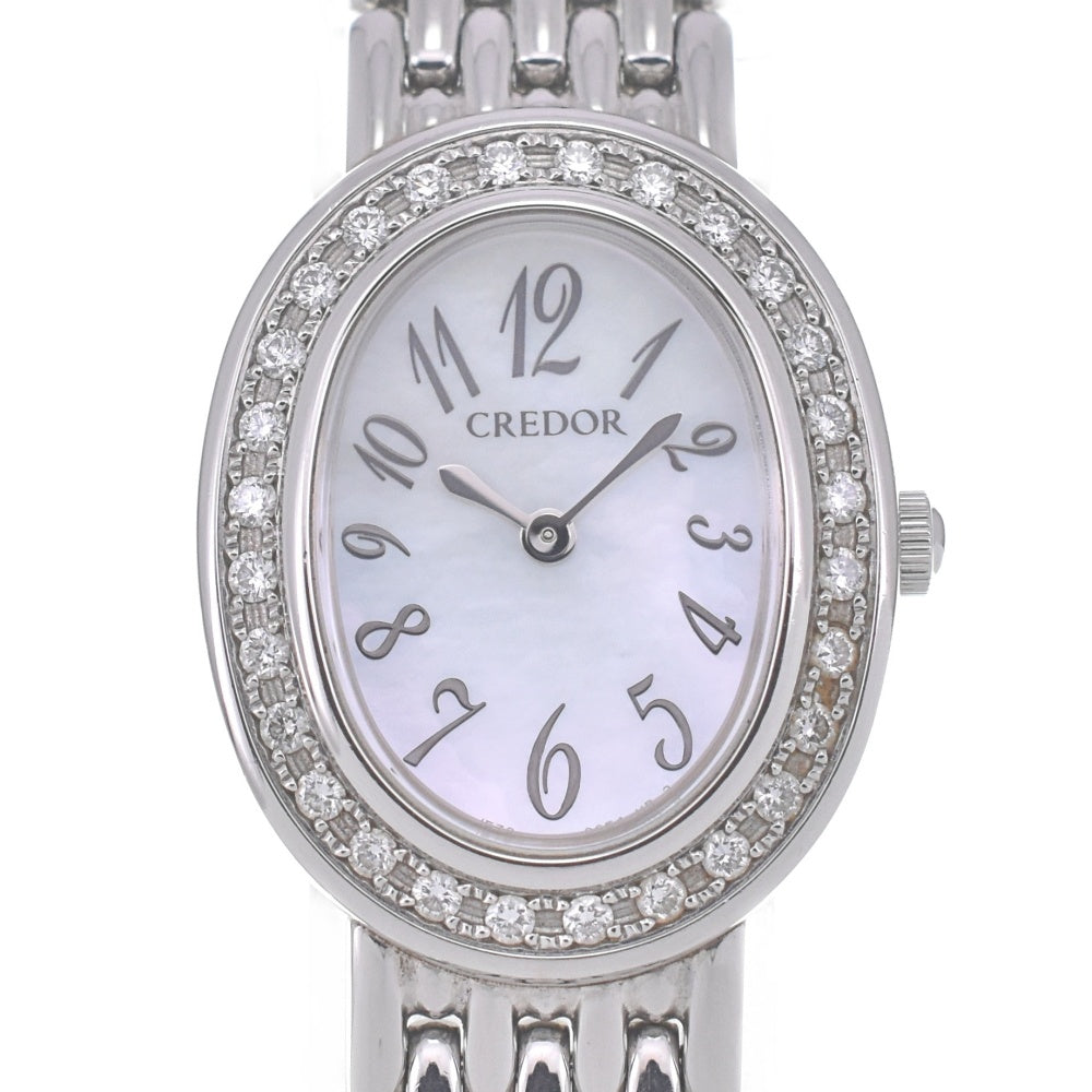 with paper SEIKO CREDOR SIGNO GSTE919 Diamond Bezel White shell Dial Quartz Ladies
 Watch O#140621