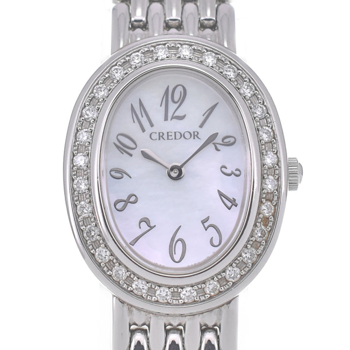 with paper SEIKO CREDOR SIGNO GSTE919 Diamond Bezel White shell Dial Quartz Ladies
 Watch O#140621