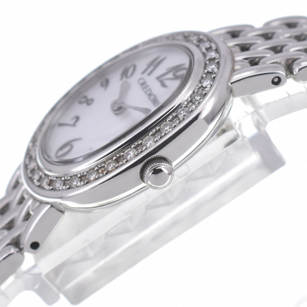 with paper SEIKO CREDOR SIGNO GSTE919 Diamond Bezel White shell Dial Quartz Ladies
 Watch O#140621