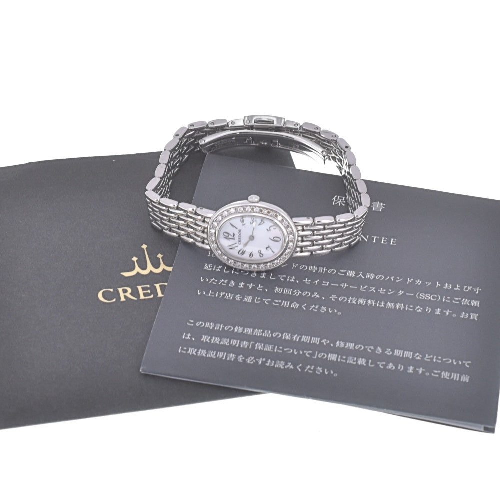 with paper SEIKO CREDOR SIGNO GSTE919 Diamond Bezel White shell Dial Quartz Ladies
 Watch O#140621