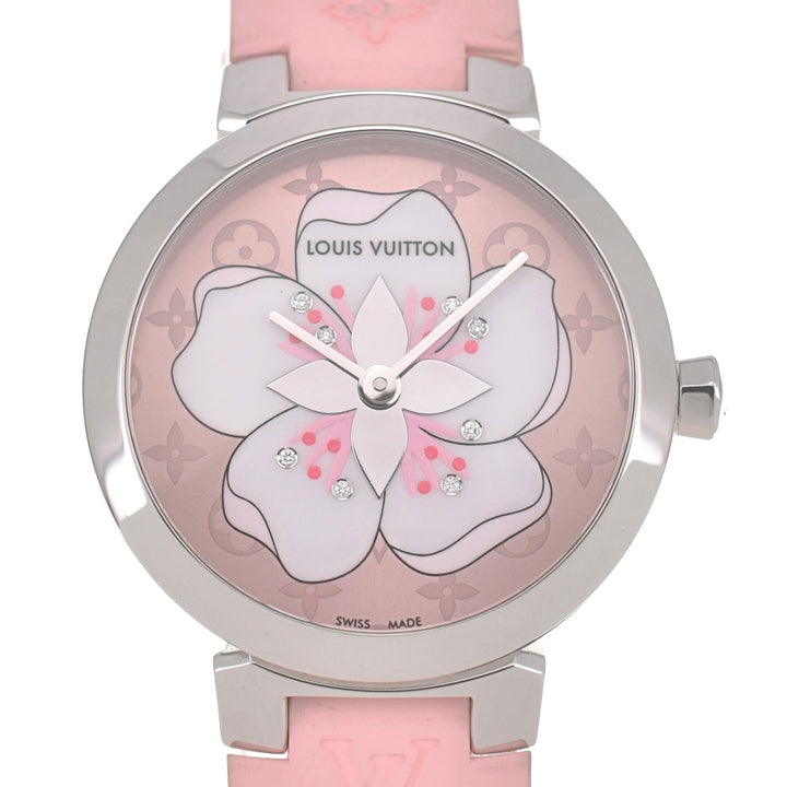 LOUIS VUITTON Tambour Slim Monogram Sakura Q12MG 8P diamond pink Dial Quartz Ladies
 Watch N#140623