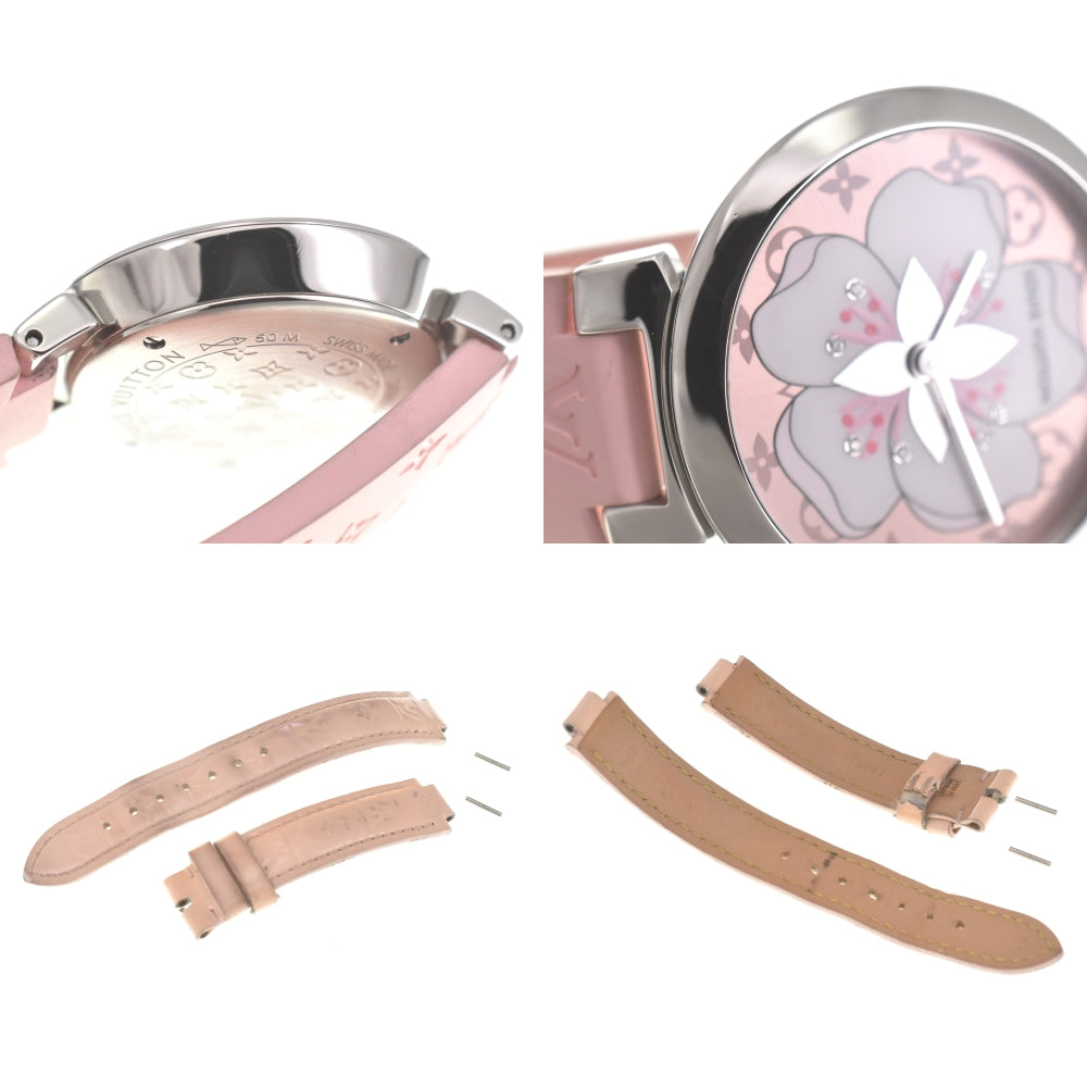 LOUIS VUITTON Tambour Slim Monogram Sakura Q12MG 8P diamond pink Dial Quartz Ladies
 Watch N#140623