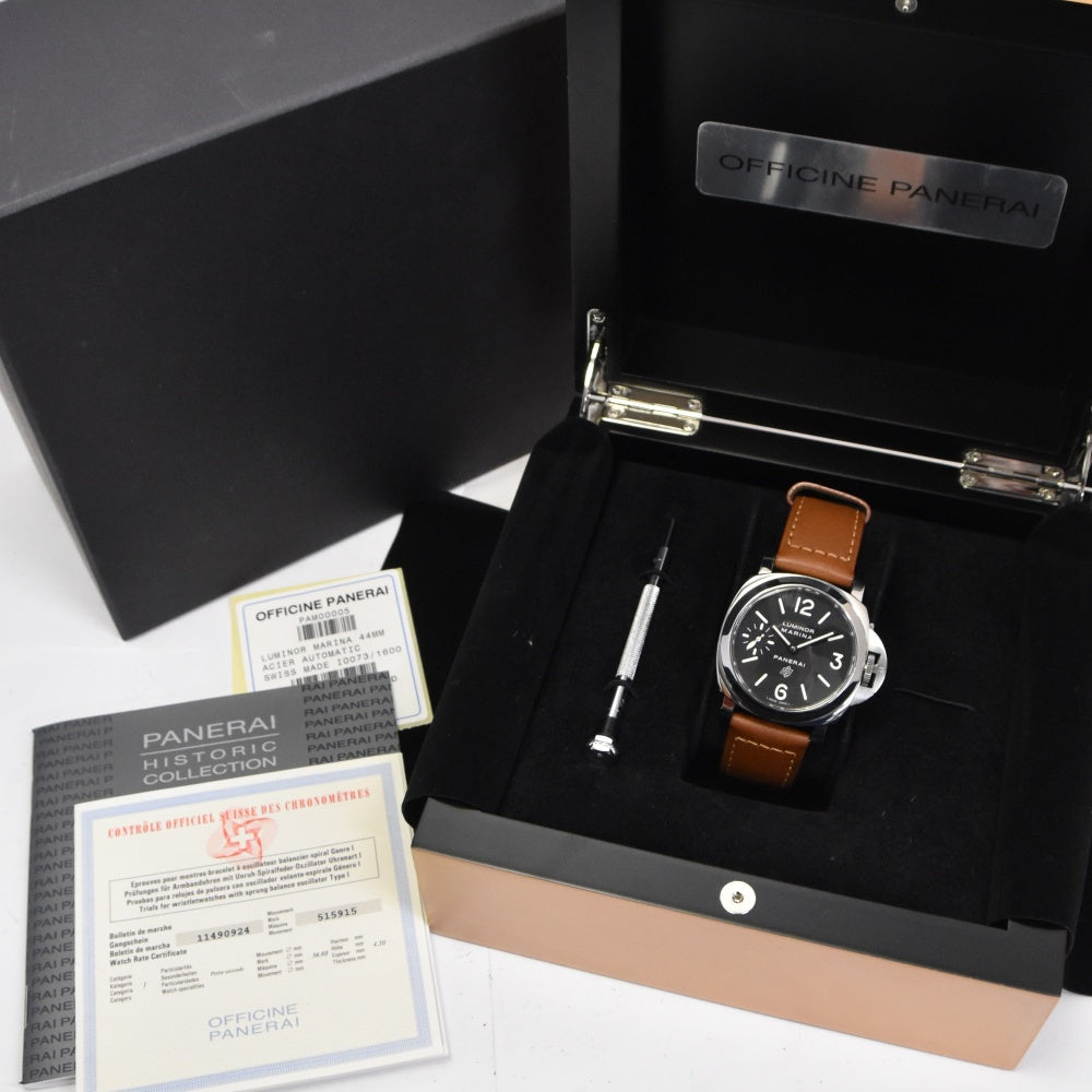 PANERAI Luminor Marina logo PAM00005 black Dial Hand Winding Men's
 Watch L#140638