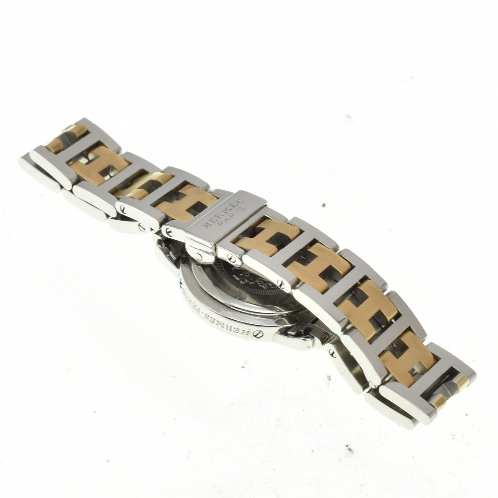 HERMES Clipper CL4.220 Stainless Steel/Gold Plated D Buckle white Dial Quartz Ladies
 Watch E#140662