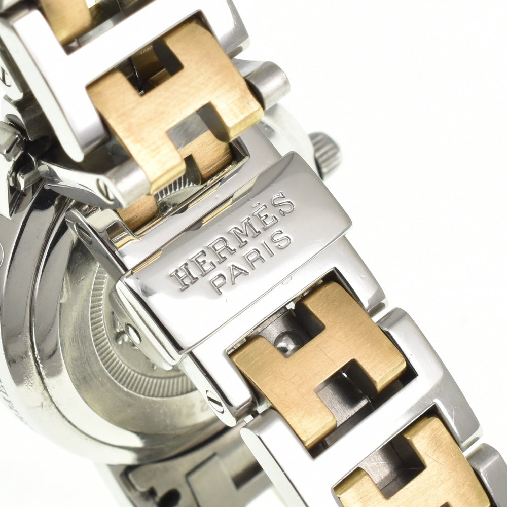 HERMES Clipper CL4.220 Stainless Steel/Gold Plated D Buckle white Dial Quartz Ladies
 Watch E#140662