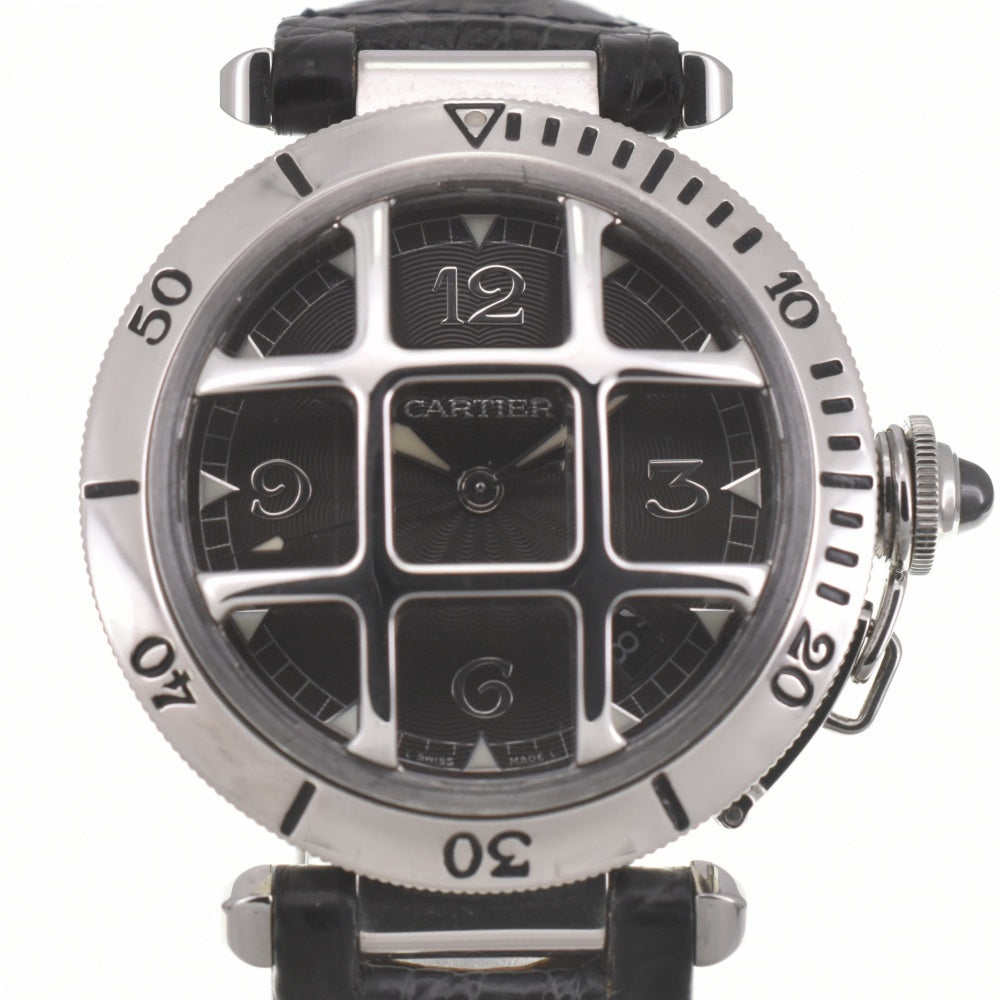 with paper CARTIER Pasha 38 N950 Convex Grid W3106255 Platinum Bezel gray Dial Automatic Men's
 Watch L#140672
