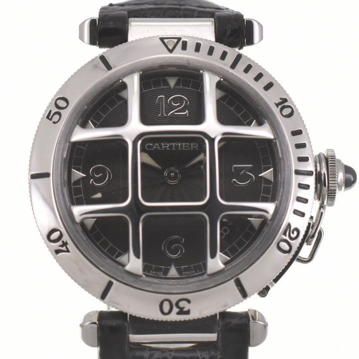 with paper CARTIER Pasha 38 N950 Convex Grid W3106255 Platinum Bezel gray Dial Automatic Men's
 Watch L#140672
