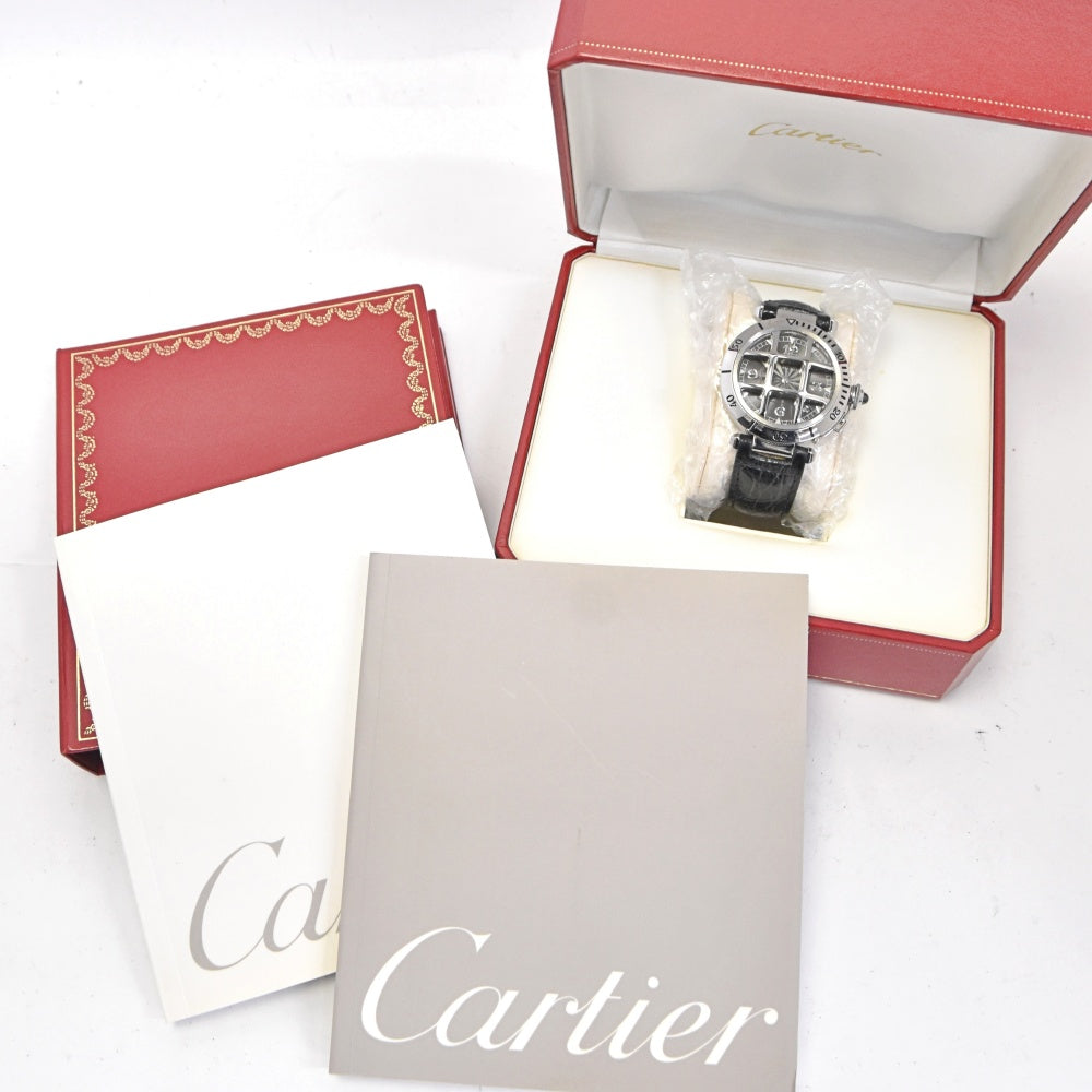 with paper CARTIER Pasha 38 N950 Convex Grid W3106255 Platinum Bezel gray Dial Automatic Men's
 Watch L#140672