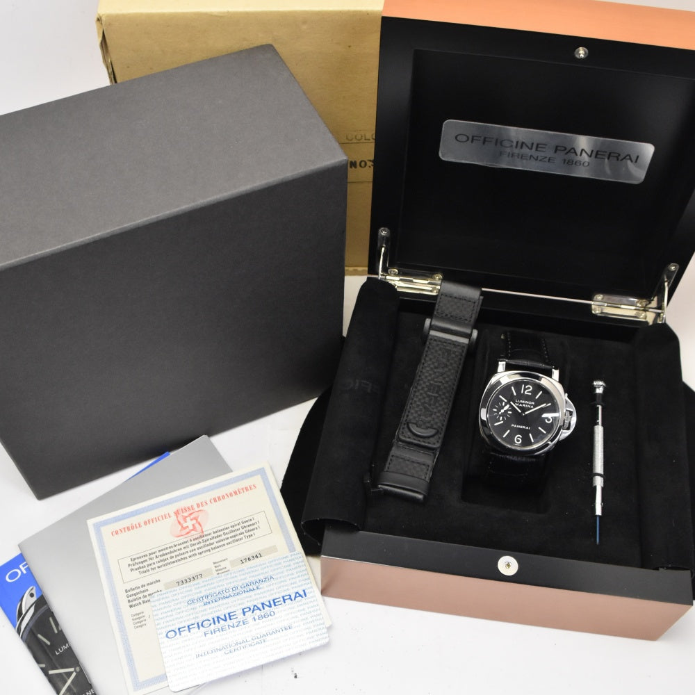 with paper PANERAI Luminor Marina PAM00001 Small second black Dial Hand Winding Men's
 Watch O#140678