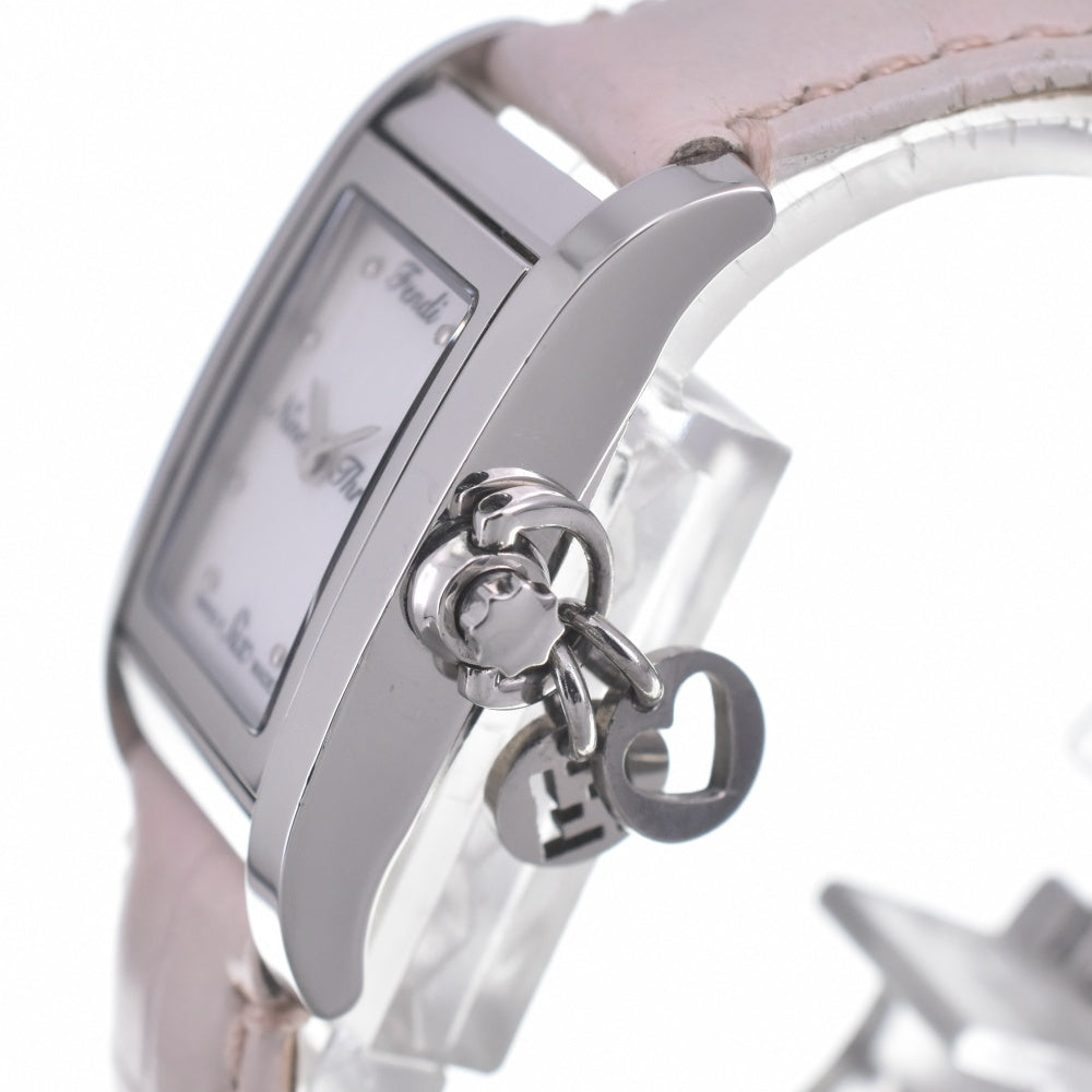 FENDI 7100L With rotating face charm White shell Dial Quartz Ladies
 Watch O#140689