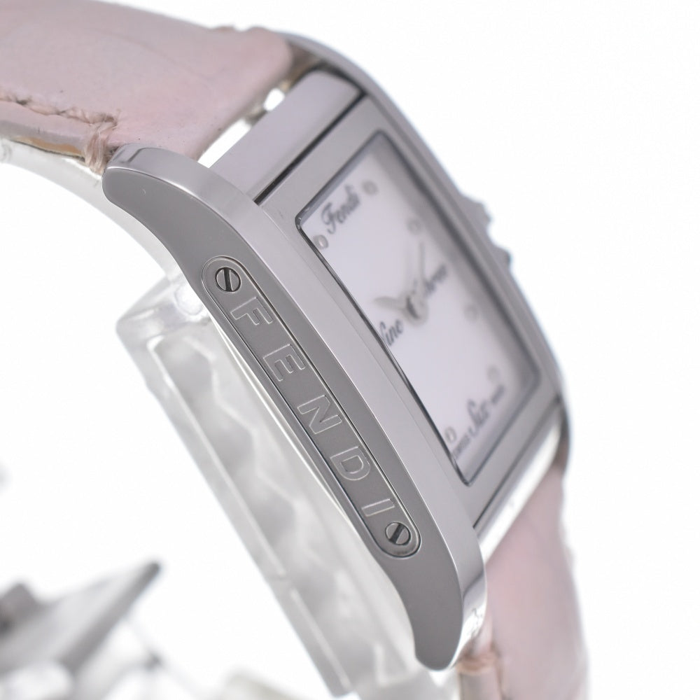 FENDI 7100L With rotating face charm White shell Dial Quartz Ladies
 Watch O#140689