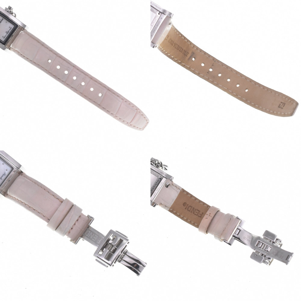 FENDI 7100L With rotating face charm White shell Dial Quartz Ladies
 Watch O#140689