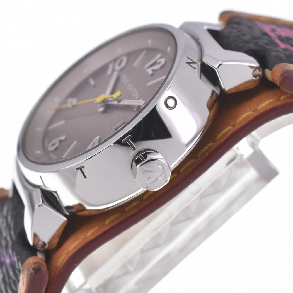 LOUIS VUITTON Tambour Q1212 Date Brown Dial Quartz Ladies
 Watch O#140691