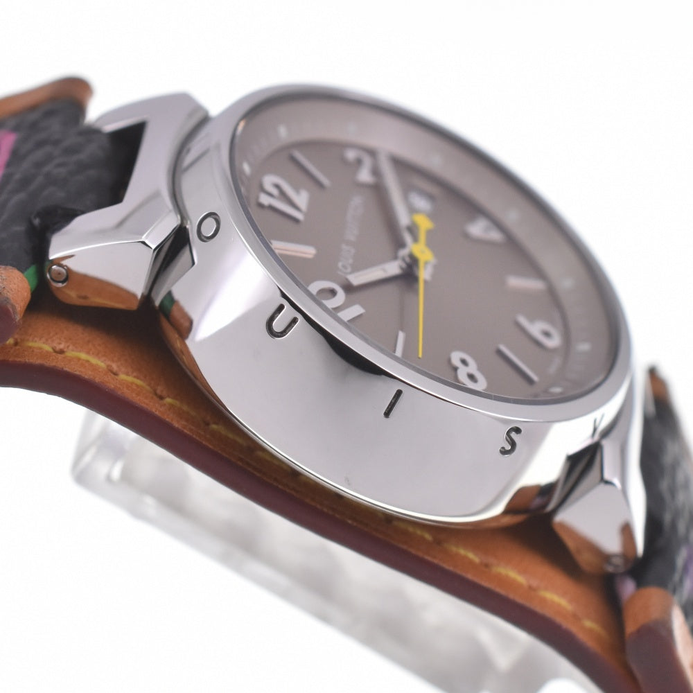 LOUIS VUITTON Tambour Q1212 Date Brown Dial Quartz Ladies
 Watch O#140691