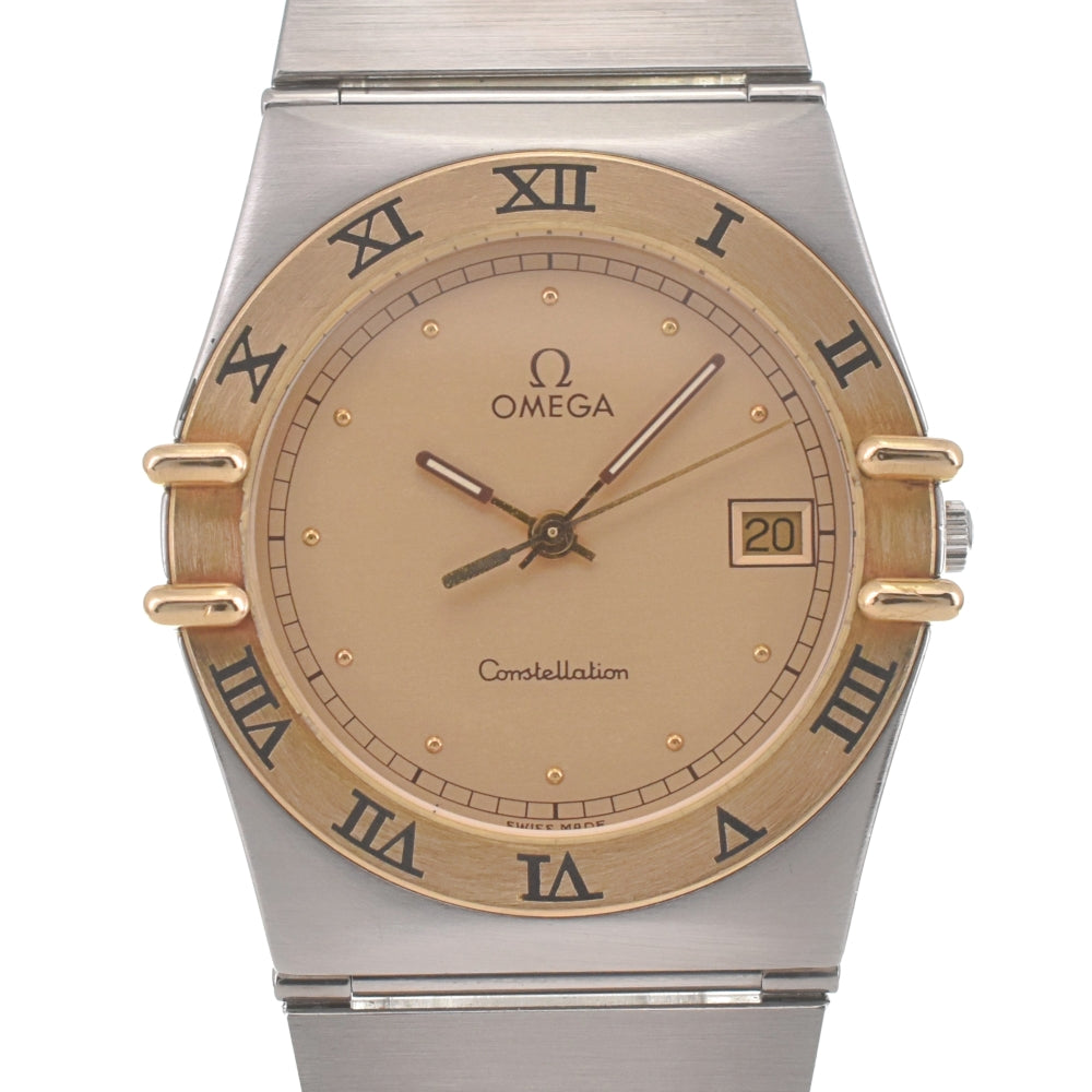 OMEGA Constellation YG Flat Bezel gold Dial Quartz Men's
 Watch M#140702