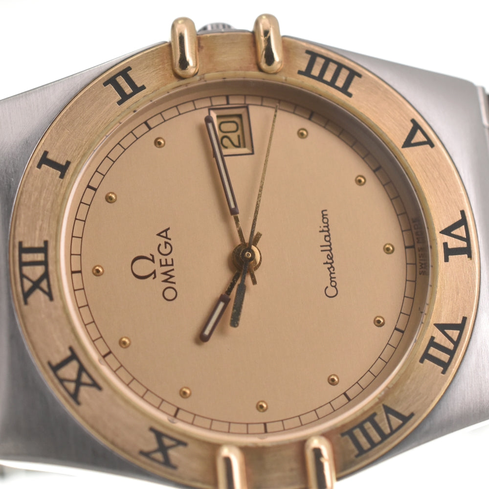 OMEGA Constellation YG Flat Bezel gold Dial Quartz Men's
 Watch M#140702