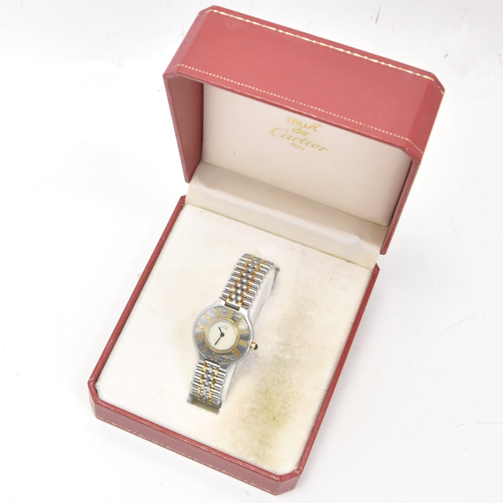 CARTIER Must21 SM Stainless Steel/Gold Plated Silver Dial Quartz Ladies
 Watch O#140704