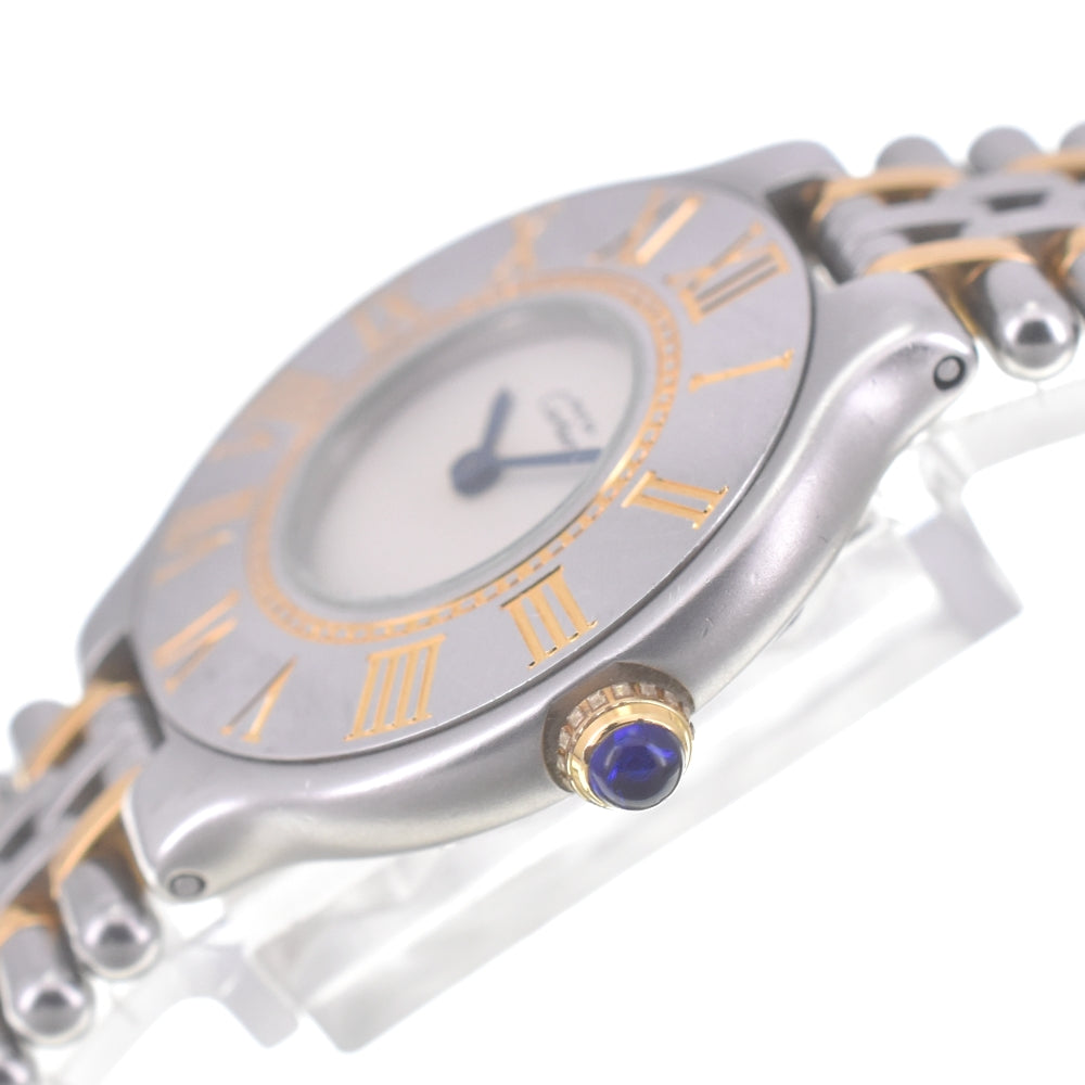 CARTIER Must21 SM Stainless Steel/Gold Plated Silver Dial Quartz Ladies
 Watch O#140704