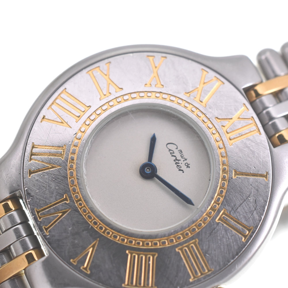 CARTIER Must21 SM Stainless Steel/Gold Plated Silver Dial Quartz Ladies
 Watch O#140704