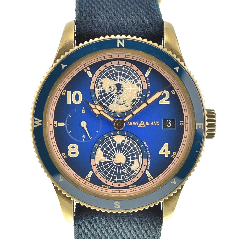 with paper MONTBLANC 1858 Geosphere 126361 Messner Limited Edition - 262 pieces blue Dial Automatic Men's
 Watch M#140746