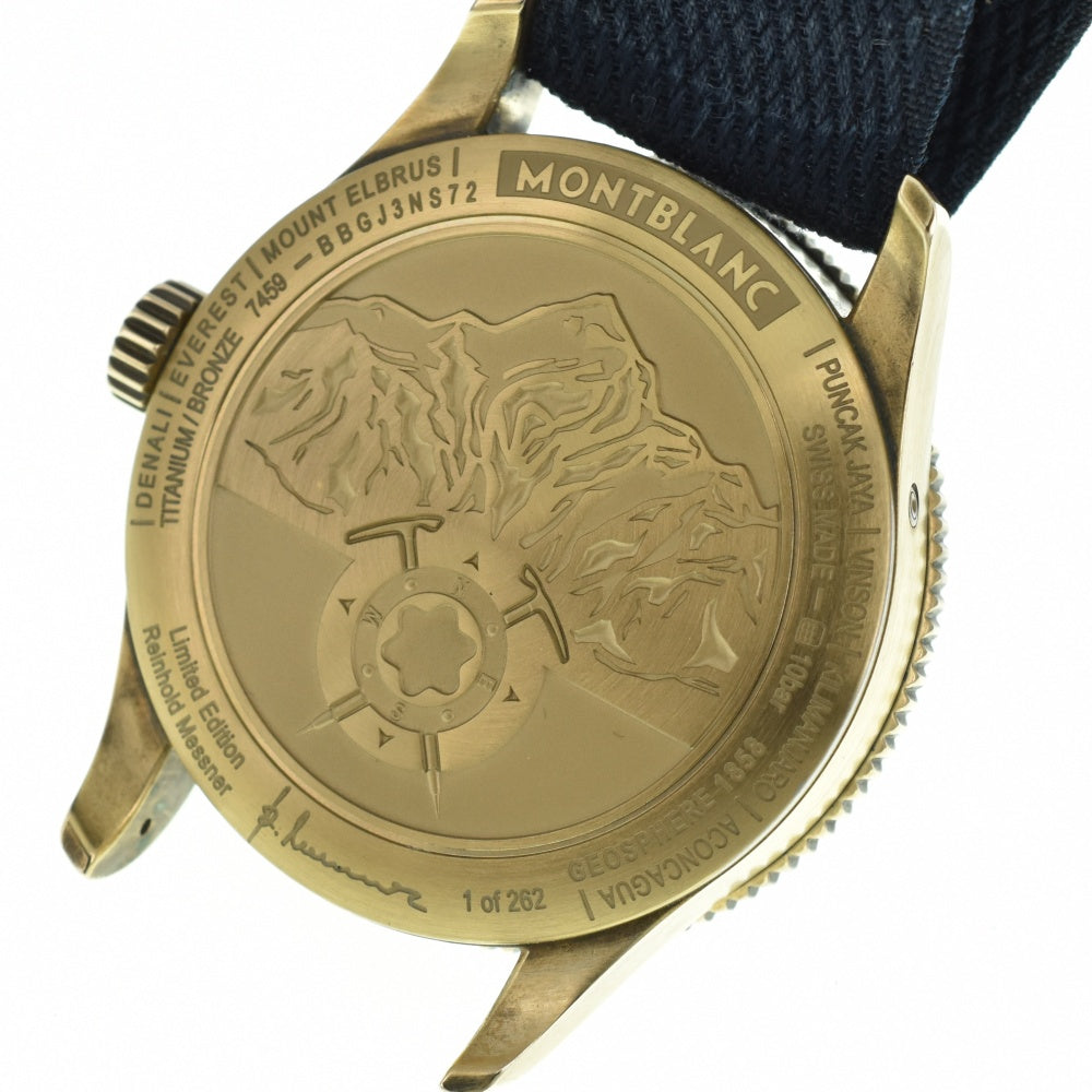 with paper MONTBLANC 1858 Geosphere 126361 Messner Limited Edition - 262 pieces blue Dial Automatic Men's
 Watch M#140746