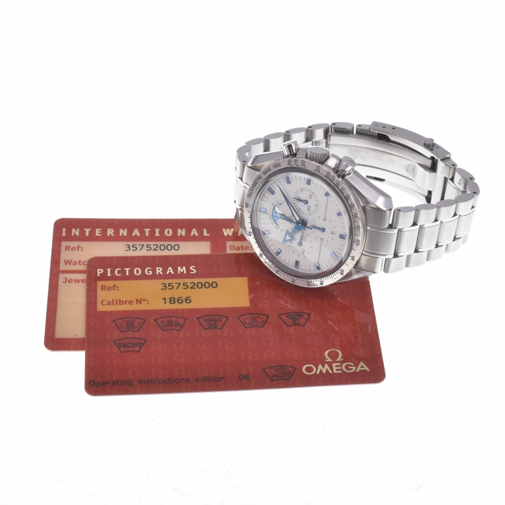 with paper OMEGA Speedmaster Professional Moonphase 3575.20 WG Bezel white Dial Hand Winding Men's
 Watch O#140752