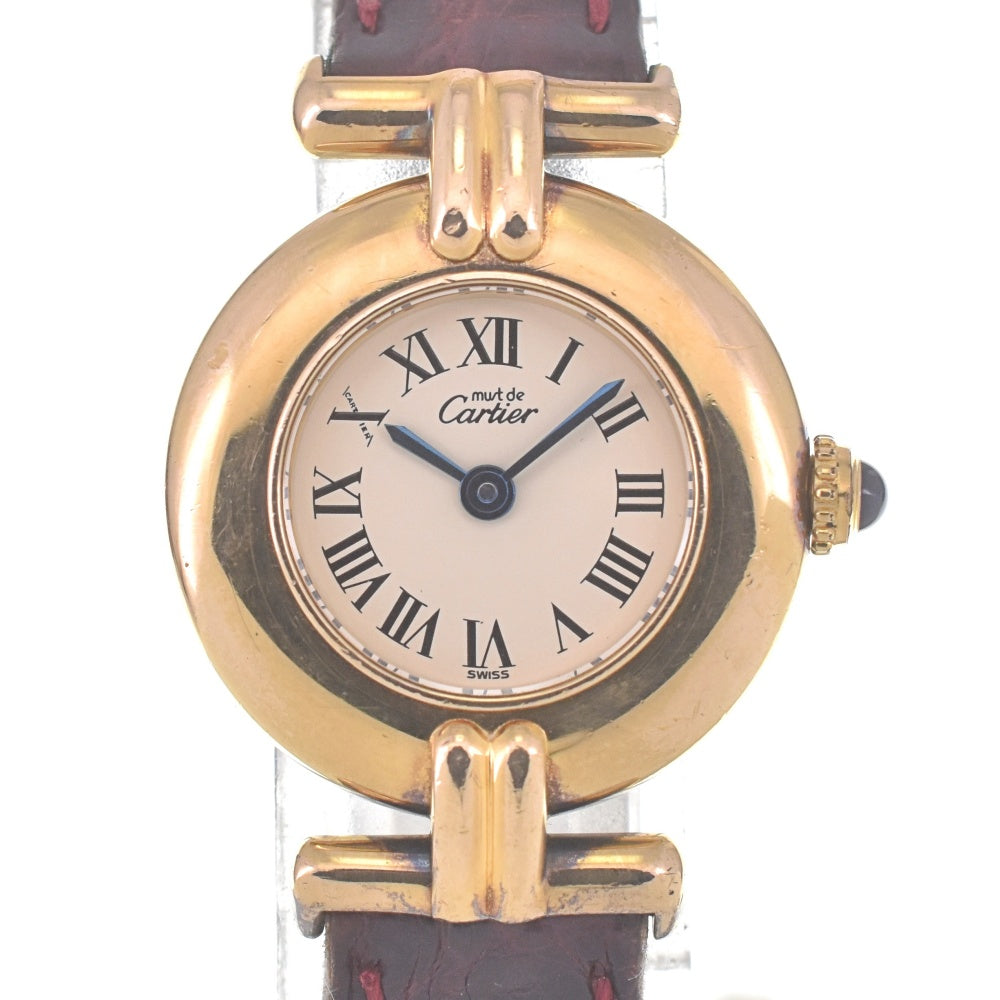 with paper CARTIER Must Colisee SM Vermeil 590002 SV925 (Gold Plated) / Leather Ivory Dial Quartz Ladies
 Watch N#140754