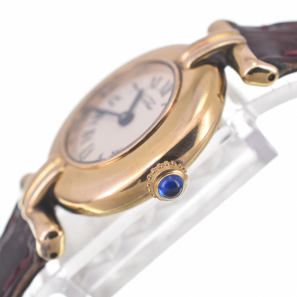 with paper CARTIER Must Colisee SM Vermeil 590002 SV925 (Gold Plated) / Leather Ivory Dial Quartz Ladies
 Watch N#140754